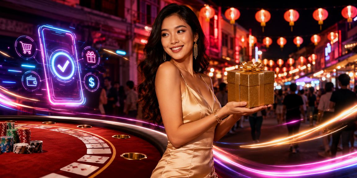 Suasana permainan baccarat di Melaka dalam gaya Melayu dengan nuansa perayaan tempatan
