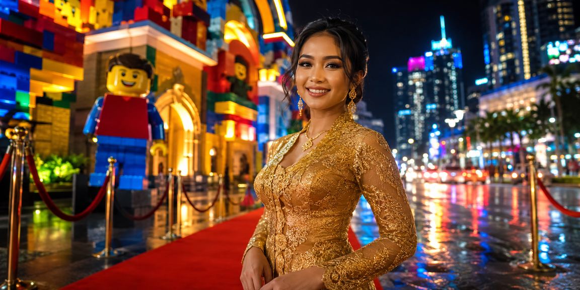 Wanita Malaysia bermain slot kasino melalui aplikasi mudah alih dengan pakaian kebaya